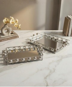ZEYVE SILVER BONCUK 2-PIECE DECK. TRAY 37x23x5-43x29x5cm.